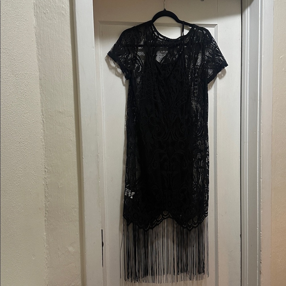 Elegant Black Lace Midi Dress